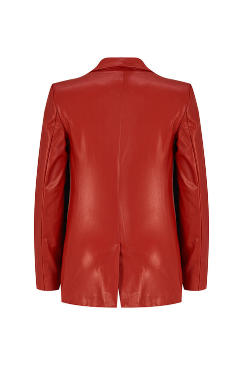 Firebrick vegan leather jacket