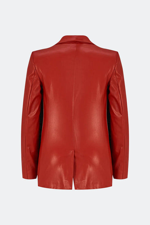 Firebrick vegan leather jacket