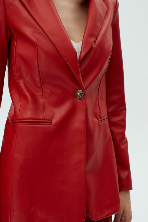 Firebrick vegan leather jacket