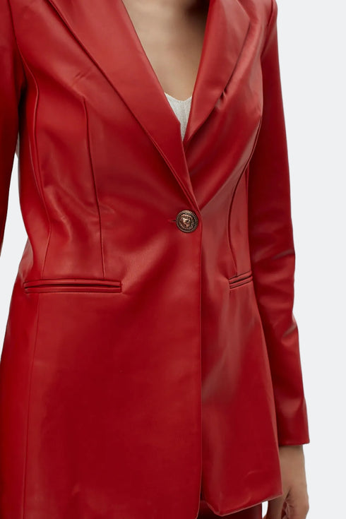 Firebrick vegan leather jacket