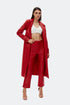 Firebrick vegan leather long jacket