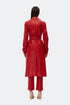 Firebrick vegan leather long jacket