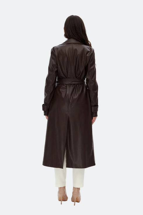 Bistre vegan leather long jacket