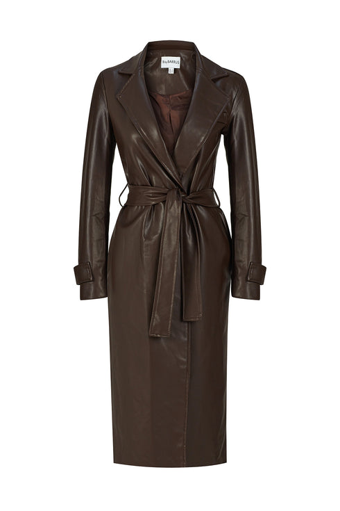 Bistre vegan leather long jacket