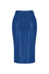 Egyptian blue slit detailed vegan leather skirt