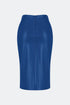 Egyptian blue slit detailed vegan leather skirt