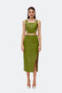 India green deep slit midi skirt