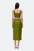 India green deep slit midi skirt