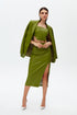 India green deep slit midi skirt
