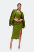 India green deep slit midi skirt