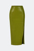 India green deep slit midi skirt