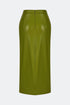 India green deep slit midi skirt