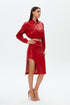 Firebrick slit detailed vegan leather skirt