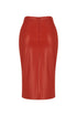 Firebrick slit detailed vegan leather skirt