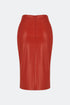 Firebrick slit detailed vegan leather skirt