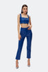 Egyptian blue metal zipper detailed crop top
