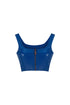 Egyptian blue metal zipper detailed crop top