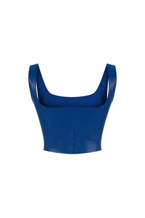 Egyptian blue metal zipper detailed crop top
