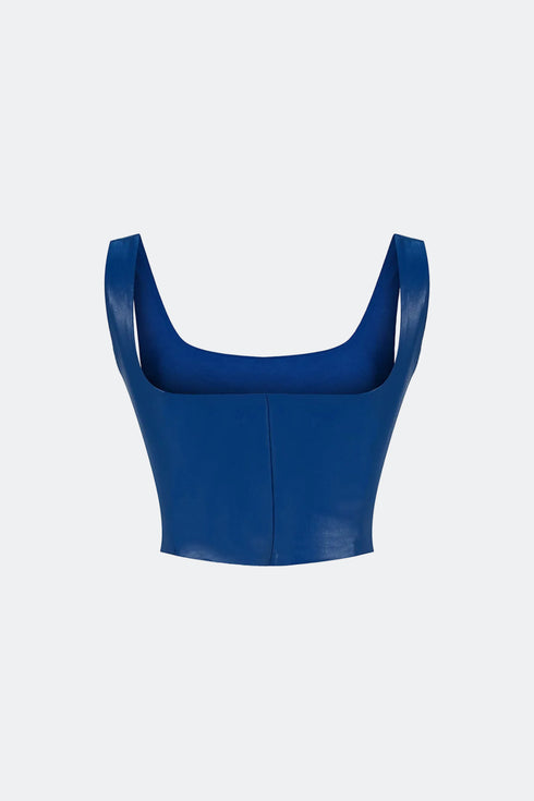Egyptian blue metal zipper detailed crop top
