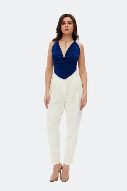 Navy Blue Cowl Neck Top