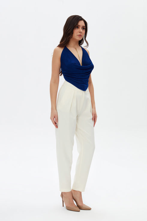 Navy Blue Cowl Neck Top