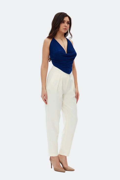 Navy Blue Cowl Neck Top
