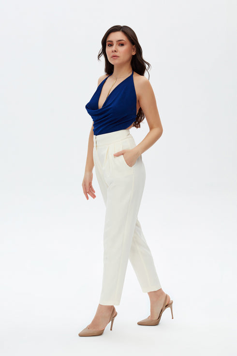 Navy Blue Cowl Neck Top