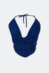 Navy Blue Cowl Neck Top