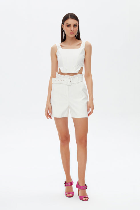 Snowdrop square collar crop top