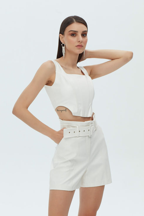 Snowdrop square collar crop top