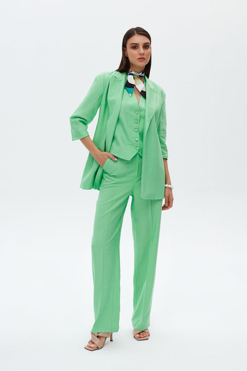Keely green hıgh waıst wıde leg trousers