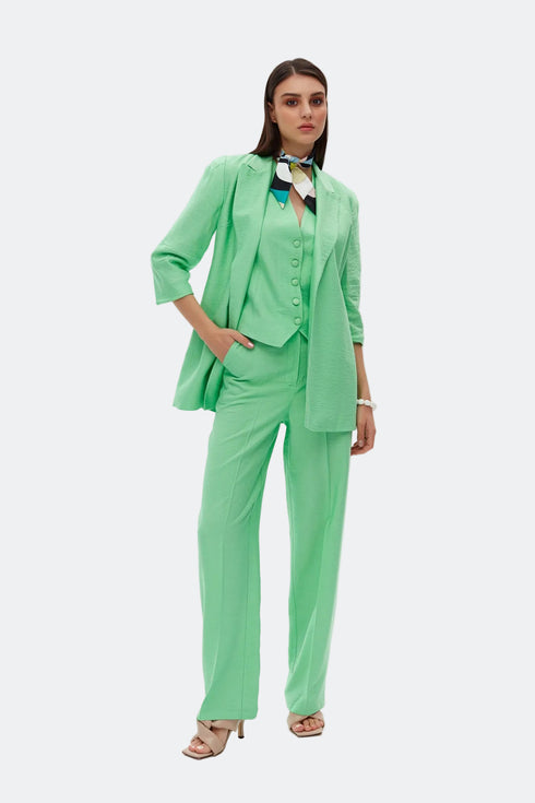 Keely green hıgh waıst wıde leg trousers