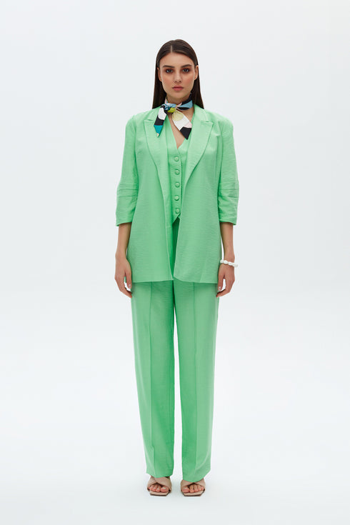 Keely green hıgh waıst wıde leg trousers