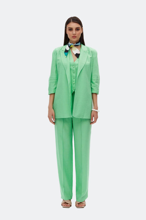 Keely green hıgh waıst wıde leg trousers