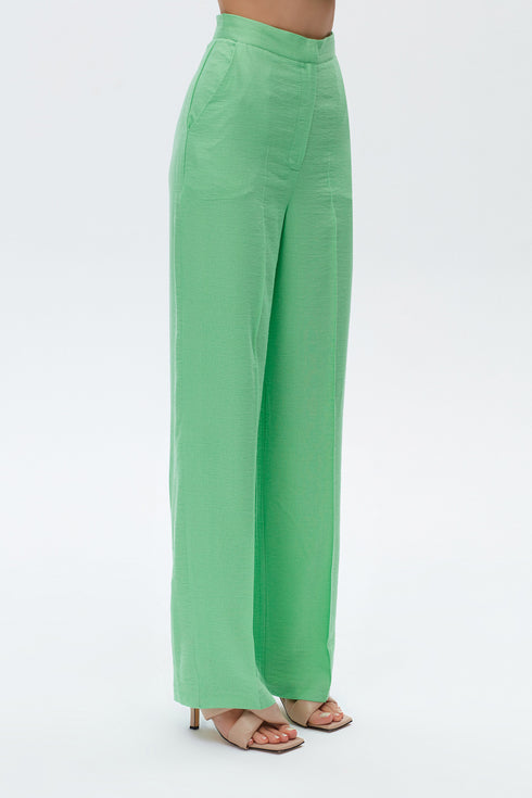 Keely green hıgh waıst wıde leg trousers