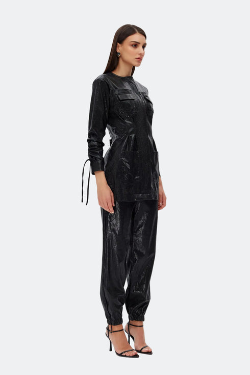 Medusa zipper detailed trousers
