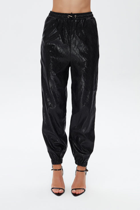 Medusa zipper detailed trousers