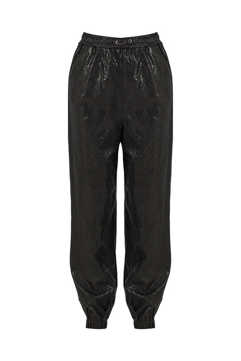 Medusa zipper detailed trousers