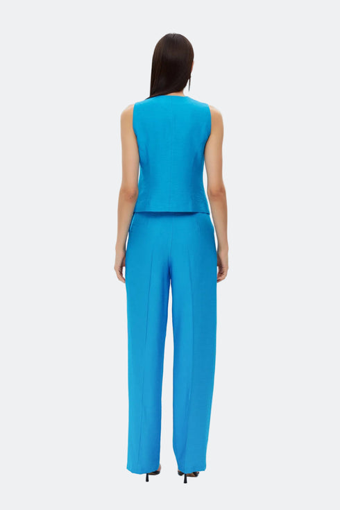 Azure blue high waist wide leg trousers
