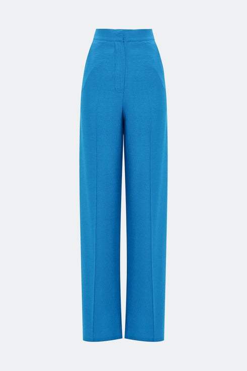 Azure blue high waist wide leg trousers