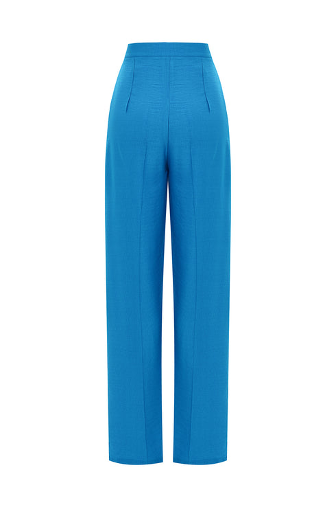 Azure blue high waist wide leg trousers