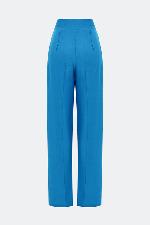 Azure blue high waist wide leg trousers