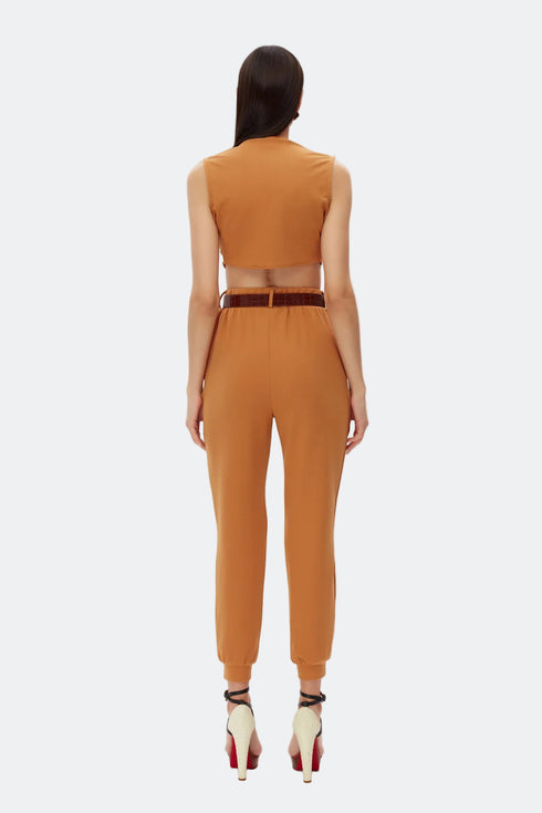 Belt detailed comfort pants