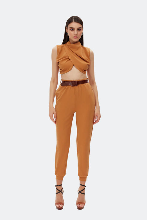 Belt detailed comfort pants