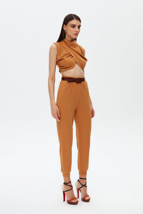 Belt detailed comfort pants