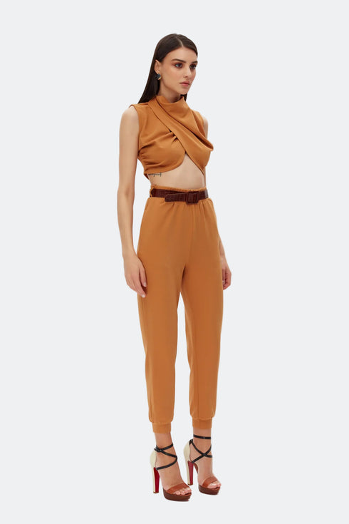 Belt detailed comfort pants