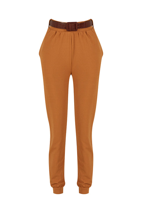 Belt detailed comfort pants