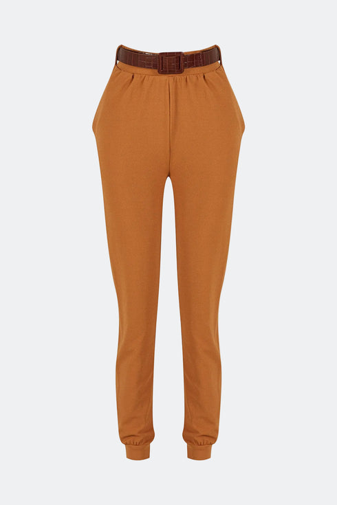 Belt detailed comfort pants