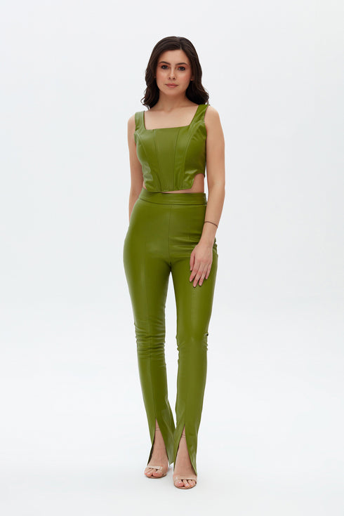 Delhi vegan leather high waist tights