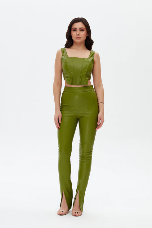 Delhi vegan leather high waist tights